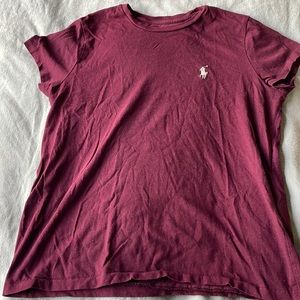 Women’s Ralph Lauren Burgundy tee. Size small.